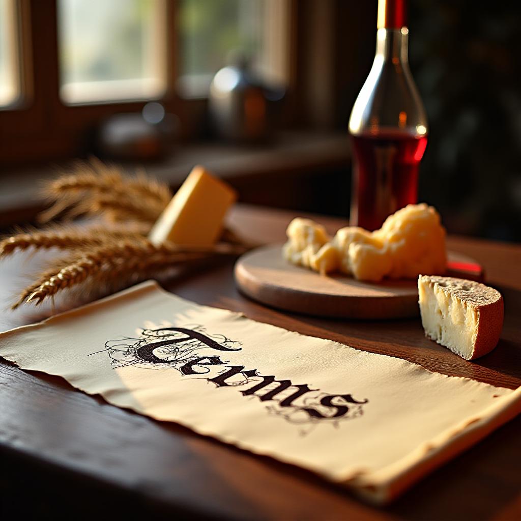 Antica pergamena e ingredienti tipici romani